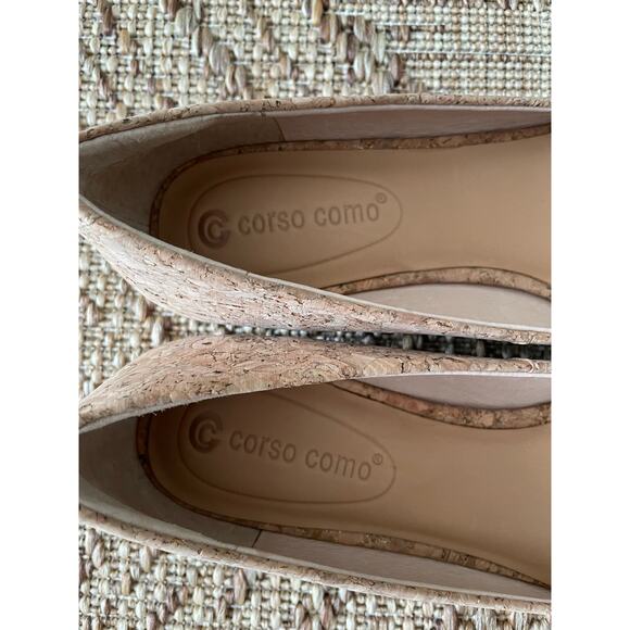 Corso Como Natural Cork Tan ‘Jullia’ Ballet Core Pointed Toe Flat Size 7.5M - Picture 6 of 7